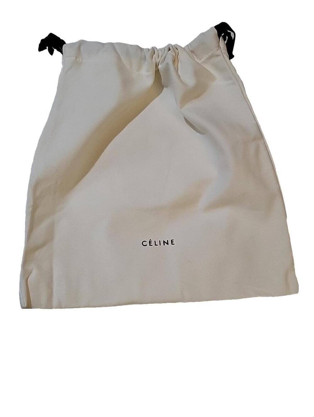 Celine Dustbag Pouch Designer Ivory Logo Drawstring Closure 21.5×22" # - Picture 7 of 8